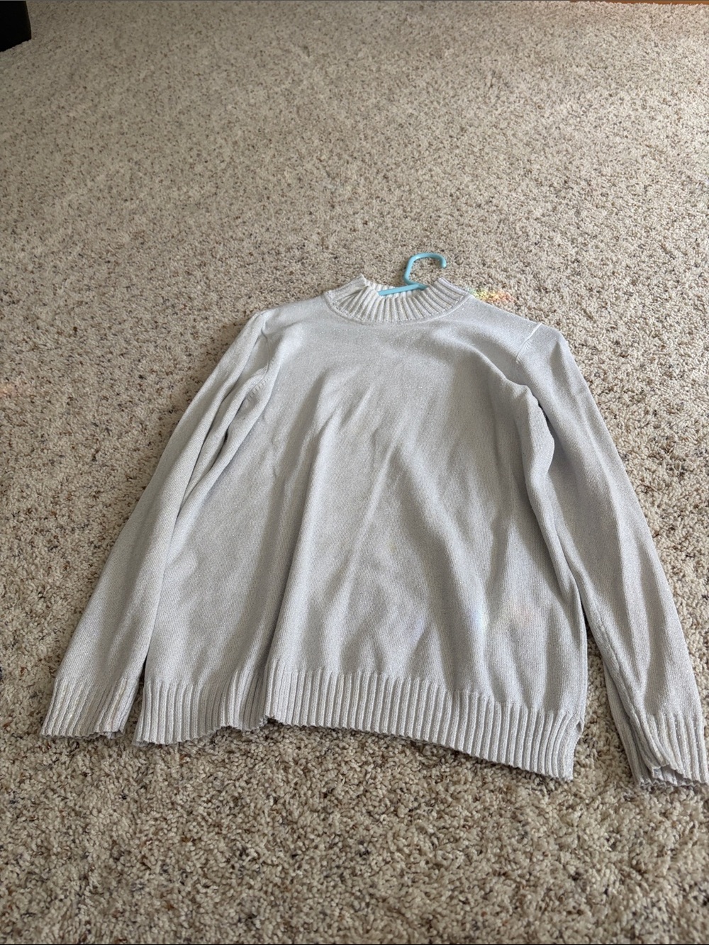 Quacker Factory Silver Ribbed Mock Neck Sweater